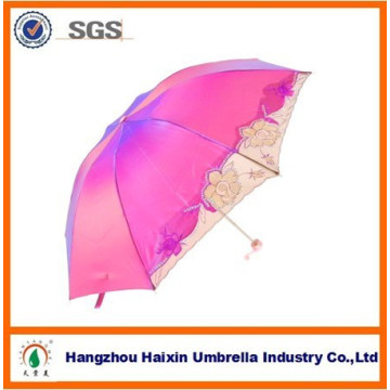 China Wholesale Chinese 3 Folding Chinese Sun Umbrella